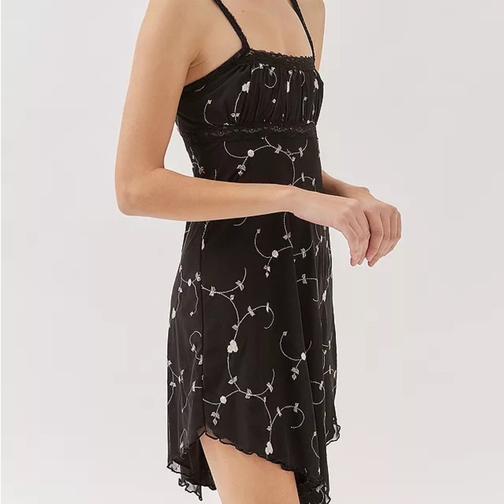 Urban Outfitters Black Floral Slip Mini Dress